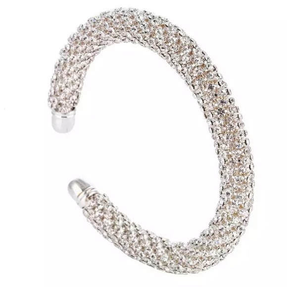 RESTOCKED! 🔥 Silver Pavé Crystal Rhinestone Cuff - Picture 2 of 5